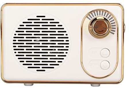 Vintage Retro Bluetooth Speaker, Mini Wireless Bluetooth Speaker with Old Fashioned Classic Style, Outdoor Bluetooth 5.0 Speaker, Memory Card AUX USB Rechargeable MP3 Player (White)