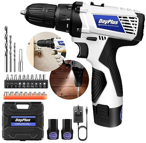 16.8V Cordless Power Drill Driver, Compact Small Handheld Electric Screwdriver and Drill Bits Set, 45Nm and 18+1 Torque Setting, 2 Variable Speed Cordless Drill with 2 Batteries 1.5Ah & 23 Accessories