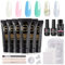 Mobray Poly Nail Gel Starter Set, 6 Farben Rosa Weiß Blau Grün Glitzer Poly Acrylgel Nägel Gel Kit Building Extension Nail Gel Nail Art Komplett Geschenk für Frauen
