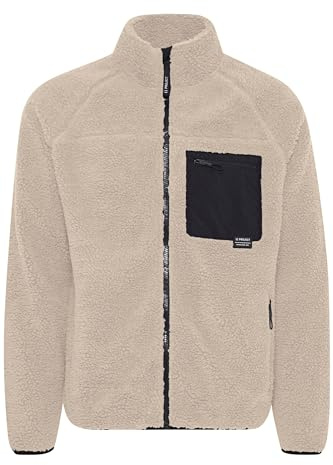 11 Project PRRomy Herren Teddy-Jacke Jacke Übergangsjacke mit Brusttasche Reißverschlusstaschen Stehkragen Label-Details Regular fit, Größe:XL, Farbe:Oatmeal (130401)