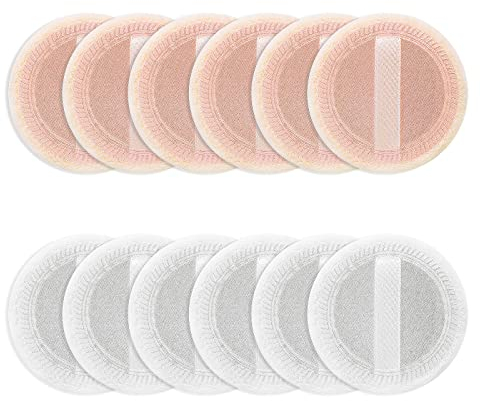 Sibba Beauty Blender Lot de 12 éponges de maquillage pelucheuses pour fond de teint et maquillage pour le visage - Pinceaux mats pour application sèche et humide (blanc/couleur peau)