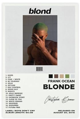 Yeepi Frank Ocean-Poster, Blond, Albumcover, Poster, 1 Leinwandposter, Wandkunst, Dekordruck, Gemälde für Wohnzimmer, Schlafzimmer, Dekoration, ungerahmt, 60 x 90 cm