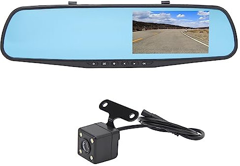 Spiegel-Dashcam, 4,3-Zoll-Smart-Rückspiegel-Auto-Parkmonitor mit Blendschutz (Mit 64G-Speicherkarte)