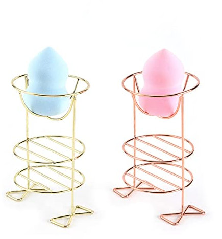 DOITOOL 2pcs Makeup Powder Puff Tray Holder Stand for Face Sponge Gold Rose Gold