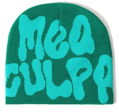 Awesomeapex Grafik MEA Mütze Y2k Frauen, Männer Winter Culpa Mütze, Totenkopf Mütze schwarz weiß