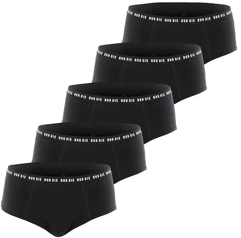 NUR DIE Periodenunterwäsche 5er Pack Alles Geregelt Panty Unterhose Mittelstarke Blutung waschbar & saugfähig Menstruationsunterwäsche - Schwarz - Größe 40-42
