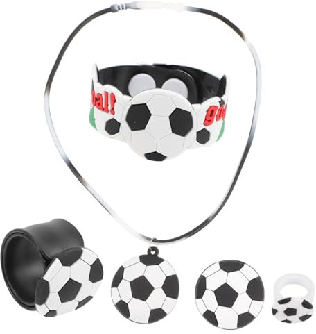 KONTONTY 1 Set Fußball Party Fußball Slap Bands Fußball Armband Kreative Ring Halskette Für Kinder DIY Brosche Kreative Fußball Halskette Kinder Halskette Jungen Kind