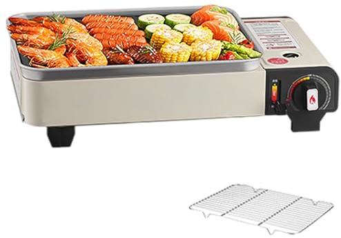 TIHONORI Portable Camping Stove, Butane Gas Stove, Tabletop Barbecue Grill, Indoor/Outdoor Use, Adjustable Flame, Auto-Ignition