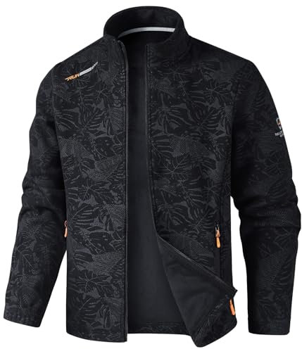 KENAIJING Giacca da Uomo, Unisex Giacca Neutra in Pile Polare Leggera a Maniche Lunghe da Pilota, Cappotto Outdoor con Cerniera.(Nero, XL)