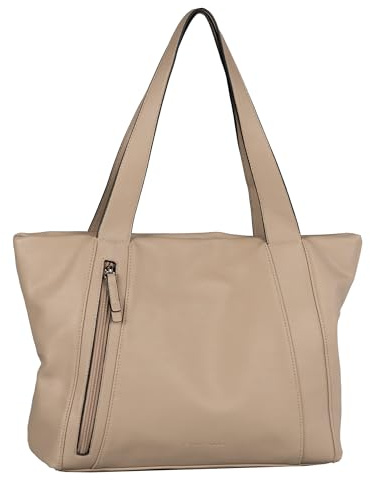 TOM TAILOR Yuma Damen Shopper Umhängetasche Reißverschluss Groß Beige