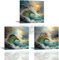 PIY PAINTING Landschaft Leinwandbilder, Ölgemälde von Meereswellen Natur Leinwandbilder, Bild auf Leinwand, Modern Kunstdruck Deko Wandbilder mit Innenrahmen für Badezimmer Zuhause Set von 3, 30x30 cm