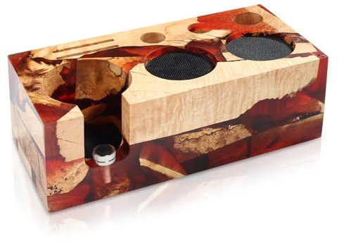 HOLIHOKY Tamperstation 58mm, Epoxidharz Walnuss Tamping Station, 7 in 1 Espresso Barista Tamperstation Holz für Siebträger Zubehör, Onyx