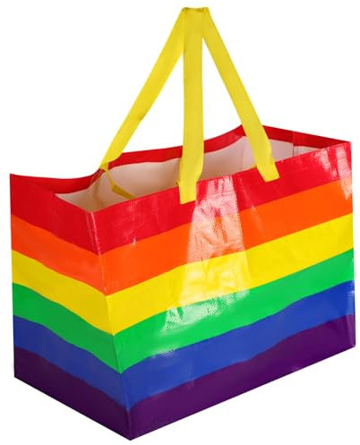 Risipu Pride Regenbogen-Einkaufstasche, wiederverwendbar, leicht, faltbar, waschbar, 55 L x 35 W x 39 H (cm), für Damen, Erwachsene Frauen