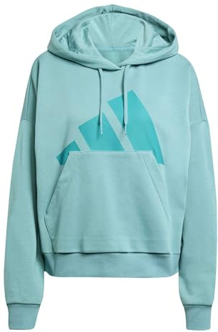 adidas Women's ESSENTIALS BIG LOGO FRENCH TERRY LOOSE HOODIE, powder teal, XL