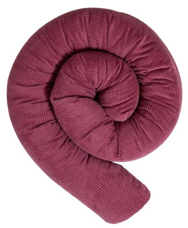 ULLENBOOM Baby Kuschelschlange 300x13 cm Cord Berry (Made in EU) - Kuschelschnecke in vielen Farben und Größen, Bezug: 100% OEKO TEX Baumwolle, Ideal als Kuschelkissen