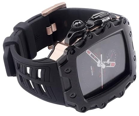 SCHIK Juego de modificaciones de correa de goma, para Apple Watch Series 9, 8, 7, 6, 5, 4, SE, 45 mm, 44 mm, marco de metal, accesorios de repuesto, 45mm, Ágata
