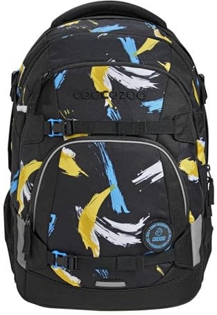 coocazoo Schulrucksack Mate „Crazy Artnight”, schwarz-blau, ergonomischer & anpassbarer Tornister, höhen- & größenverstellbar, mit Brustgurt & Hüftgurt, ab der 3. Klasse