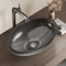 EMKE Lavabo Sobreponer en Vidrio Cristal, Ovalado Negro, 51 x 35 x 15 cm, Lavabo para Baño y WC de Invitados, Sin Orificio para Grifo