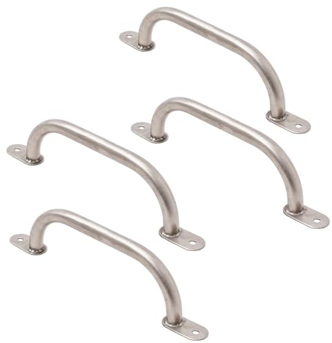 TRIBECCO Klettergriffe Haltegriffe für Outdoor & Indoor Metall Griffe für Spielplatz, Klettergerüst, Spielturm, Hochbett, Leiter und Kletterwand im Kinderzimmer (350 mm Edelstahl, 4 Stücke)