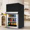 Outdoor Refrigerator Cover, 210D Heavy Duty Waterproof Upright Fridge Cover, For Protecting Upright Freezers/Beverage Refrigerator(Black 56 * 58 * 86CM)