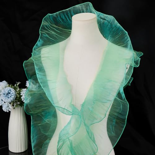 GORGECRAFT 9 m X 12.7cm Rüschen Plissee Band Zum Nähen Spitzenbesatz Stoffe Organza Geraffte Spitzenbordüre Kantenbesatz Für Weihnachtsbaum Hochzeitskleid Make Up Show Kostüm Vorhang Heimdekoration