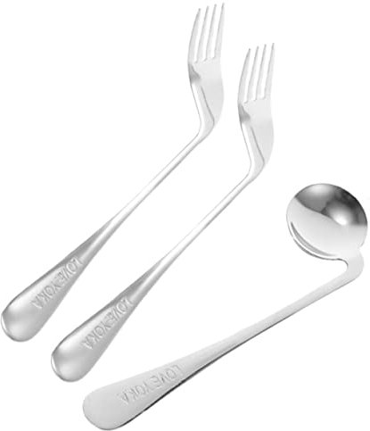 FOYTOKI 1 Ensemble Ustensiles de Repas Anglés pour Personnes Handicapées Fourchette avec Antidérapante pour Alimentation