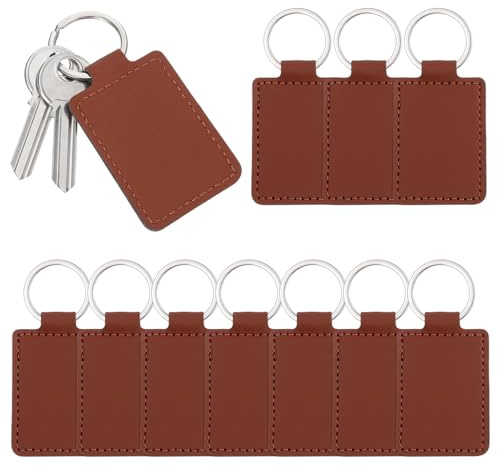 Ymapinc 10 Stück DIY Schlüsselanhänger für Laser Gravieren Leder Schlüsselanhänger Rohlinge Laser Leder Rohlinge für Personalisierte Geburtstagsgeschenke Schlüssel Anhänger Taschenzubehör