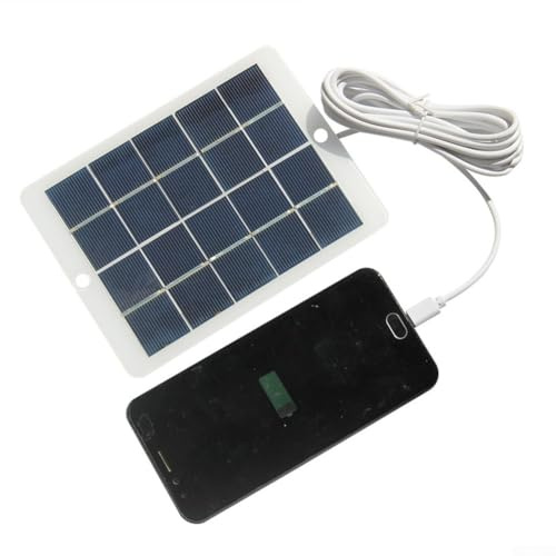 Eawfgtuw 6W 5V Solar Panel Charger with for Cable, Polysilicon Solar Charging Panel for Outdoor Security Camera, Smartphone and Garden Light Power(Type-C)