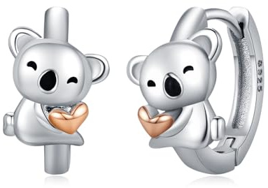 REDSUN Boucles d'oreilles créoles en argent sterling S925 avec motif licorne, koala, paresseux et dauphin, cadeau pour femme, enfant, fille, petite-fille, mère, cadeau d'anniversaire