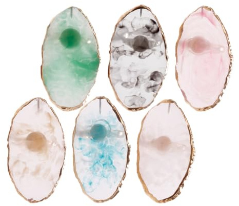 Palette pour Nail Art 6 Pièces en Résine, Planche Irrégulière Dorée | Lot de 6, Bord Arrondi, Se Nettoie Facilement, Format Pratique pour Voyage Couleur Aléatoire