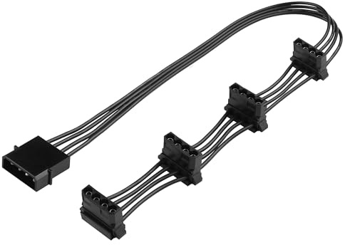 ELFJMZP 4 Pin IDE Molex Power Splitter Verlängerungskabel (40cm/15.7in) - 1 auf 4 D-Type Stecker auf Buchse Adapter für PC Gehäuselüfter, HDD, optische Laufwerke, ATX PSU Power Expansion