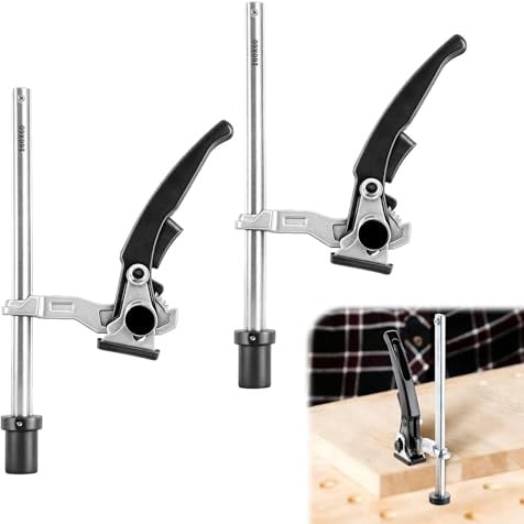 2 Stück Spannelement 20mm für Multifunktionstische, Niederhalter Hebelzwinge Aluminiumlegierung Spannbereich 160mm, Kompatibel Einhandzwinge Multifunktionstische Schweißtisch & CNC - Schwarz