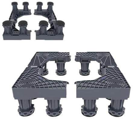 Socle pour lave-linge Support de machine à laver, meuble base mobile, support réfrigérateur, réglable for, roulettes, surélevé(8feet Grey)