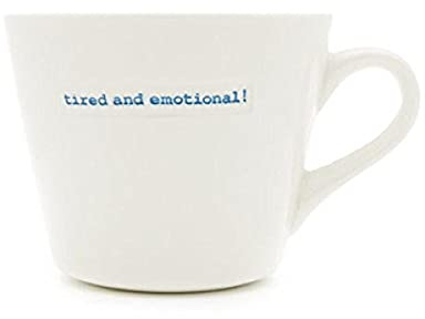Keith Brymer Jones Word Range 'Müde und Emotionale. Bucket-Tasse, 0,35 l, Weiß