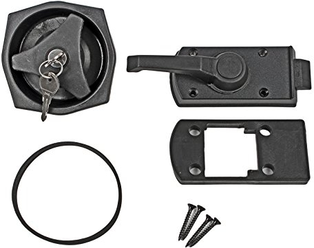 FAP Türschloss komplett inkl 2 Schlüssel für 15-35 mm Wandstärke, Schwarz für Wohnwagen und Wohnmobil mit Distanzplatte für 11 mm Wandstärke