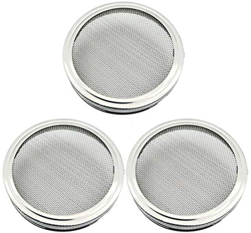 BESTonZON 3 stück Sprossengläser Deckel Edelstahl Jar Deckel Sieb 86mm Samen Sprießen Bildschirm für Wide Mouth Gläser