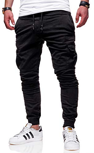 behype. Herren Cargohose Chinohose Jogger Jeans-Hose Stretch Stoffhose Freizeithose mit Gummibund 80-8393