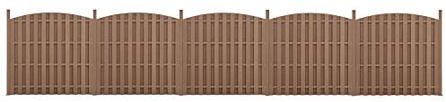 NEU.HOLZ 5 Pièces de Clôture Barrière Brise Vue Brise Vent Bois Composite WPC Demi-Cercle Arrondi Brun 185 x 932 cm