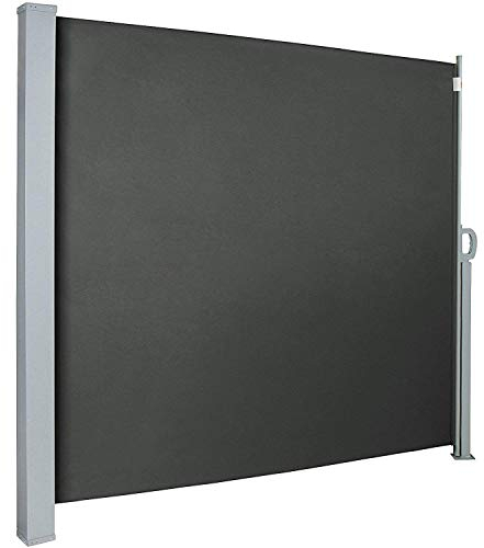 UISEBRT Seitenmarkise 180 x 300cm Seitenrollo Sonnenschutz Sichtschutz Windschutz für Balkon Terrasse Garten, Rauchgrau