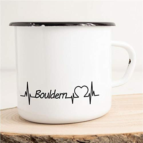 Huuraa Emaille Tasse Bouldern Geschenk Kaffeebecher Vintage 300ml Bouldern Geschenkidee