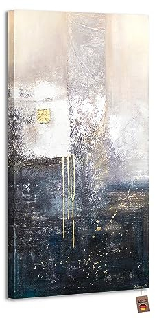 YS-Art XXL Abstrakt Acryl Gemälde auf Leinwand Fragmente handgemalt Wandbilder Wohnzimmer Büro Moderne Design Bilder Minimalismus echte Kunstwerk 100x50 cm
