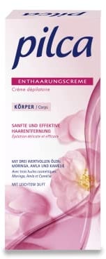 pilca Enthaarungscreme 'Körper', 100 ml Tube, sanfte Haarentfernung für Beine, Arme, Achseln und Bikinizone, Creme mit Moringa-, Amla- & Kamelien-Öl, inkl. Präzisionsspatel