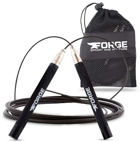Forge® Speedrope Skipping Rope. Premium Self-locking & Adjustable. Ideal for Cross Training, Boxing, HIIT, Circuits and home workouts.