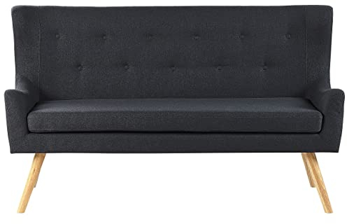Beliani Modernes 2-Sitzer Küchensofa Polsterbezug schwarz Holzbeine Ohrensofa Skibby