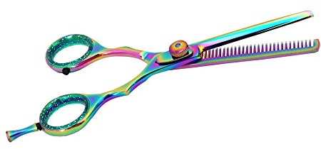 KATX Forbici per Sfoltire i Capelli, Forbici Parrucchiere Professionali per Sfoltire e Tagliare i Capelli, Forbici Barbiere Seghettate per Uomini, Donne e Bambini (6.5, Multicolore)