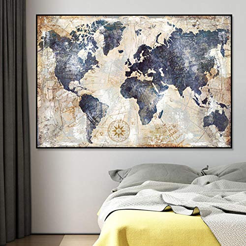 Uiujiij Bricolage Peinture Par Numéros Kits Pour Adultes Carte Du Monde Abstraite Peintures Par Numéros Kits Sur Toile