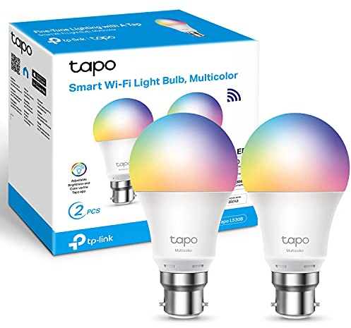Tapo L530B (2-Pack) Smart Bulb, B22 Multicolor Alex Light Bulb, 8.7W (60W), Dimmable, Schedule & Timer, Away Mode, Energy Saving, Voice Control Alexa & Google, App Remote Control