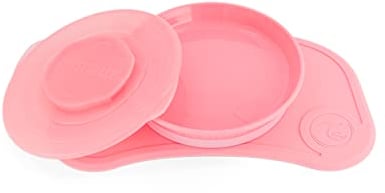 Twistshake Click Mat Mini + Plate | Baby Non-Slip Tableware Set | Baby Plate + Baby Placemat (31x17) | BPA-Free Baby Weaning Plate | Baby Suction Plate | Food Training Plate for Kids 6m+ | Pink