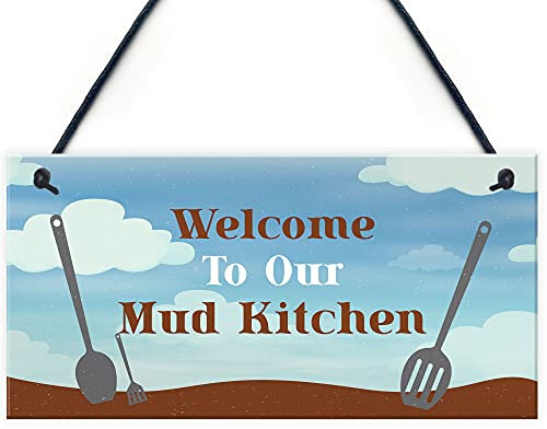 RED OCEAN Welcome To Mud Kitchen Sign PLAYROOM House Garden Sign Daughter Son Gift
