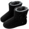 GURGER Hüttenschuhe Damen Plüsch Hausstiefel Gefüttert Hausschuhe Hohe Warm Winter Pantoffeln Strick Slipper Feste Sohle für Frauen Schwarz Gr. 41 42